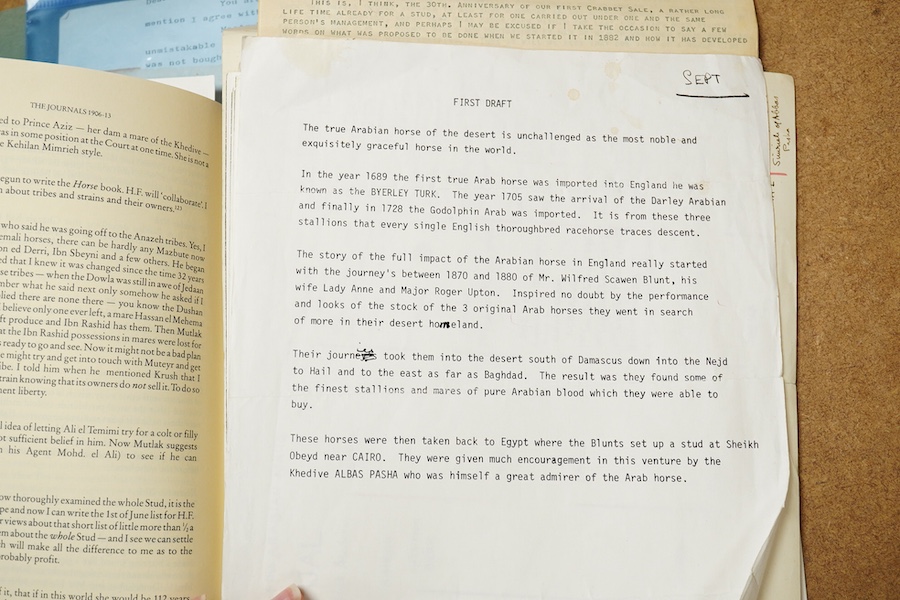 Archive of the Courthouse Farm Stud, Offham near Lewes and the Clark family, 1900-2014, including an important series of letters from Lady Anne Blunt at the Sheyk Obeyd Stud, Ain Shems, Egypt, 1912-1917, and her daughter